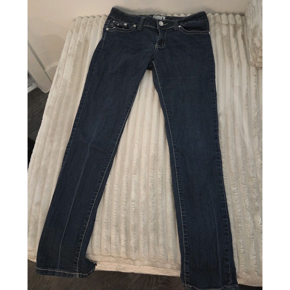 Juniors Saza Jeans Size 7 Blue With Gems Teen Girls Pants